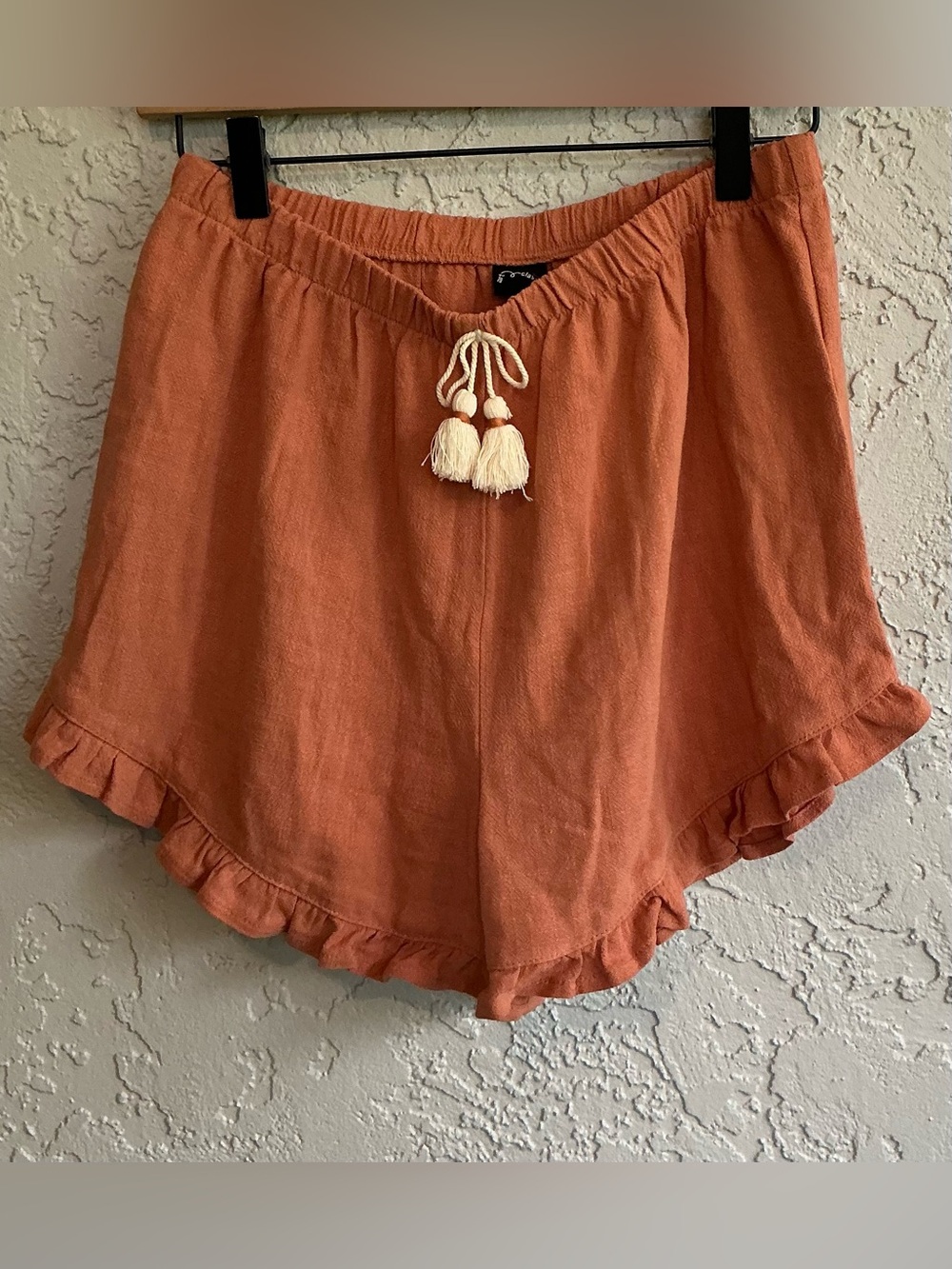 Art Class Rust Orange Ruffle Hem Drawstring Shorts